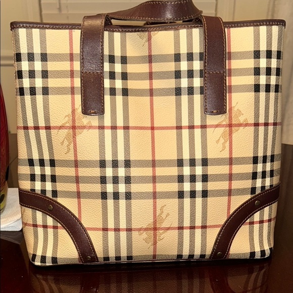 Burberry Beige and Brown Checkered Tote - Picture 1 of 11
